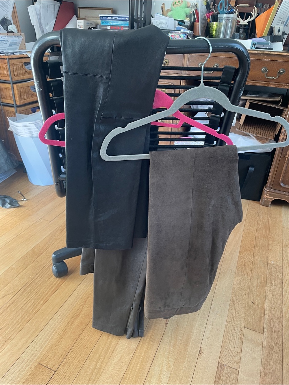 Vince Black genuine Leather ,Dark Brown Suede & brown leather leggings sold toge